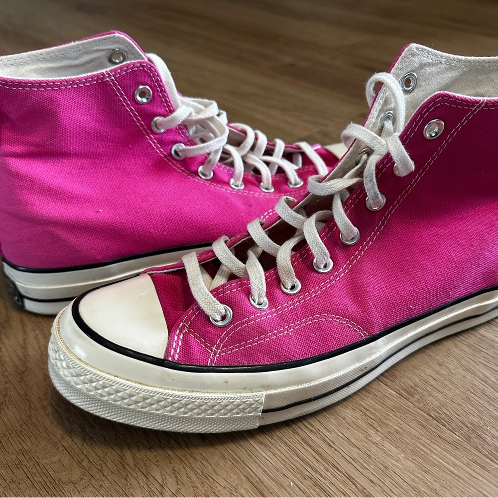Converse Chuck Taylor High Top Hot Pink Canvas Sneakers Size 12 Barbiecore - Picture 7 of 13